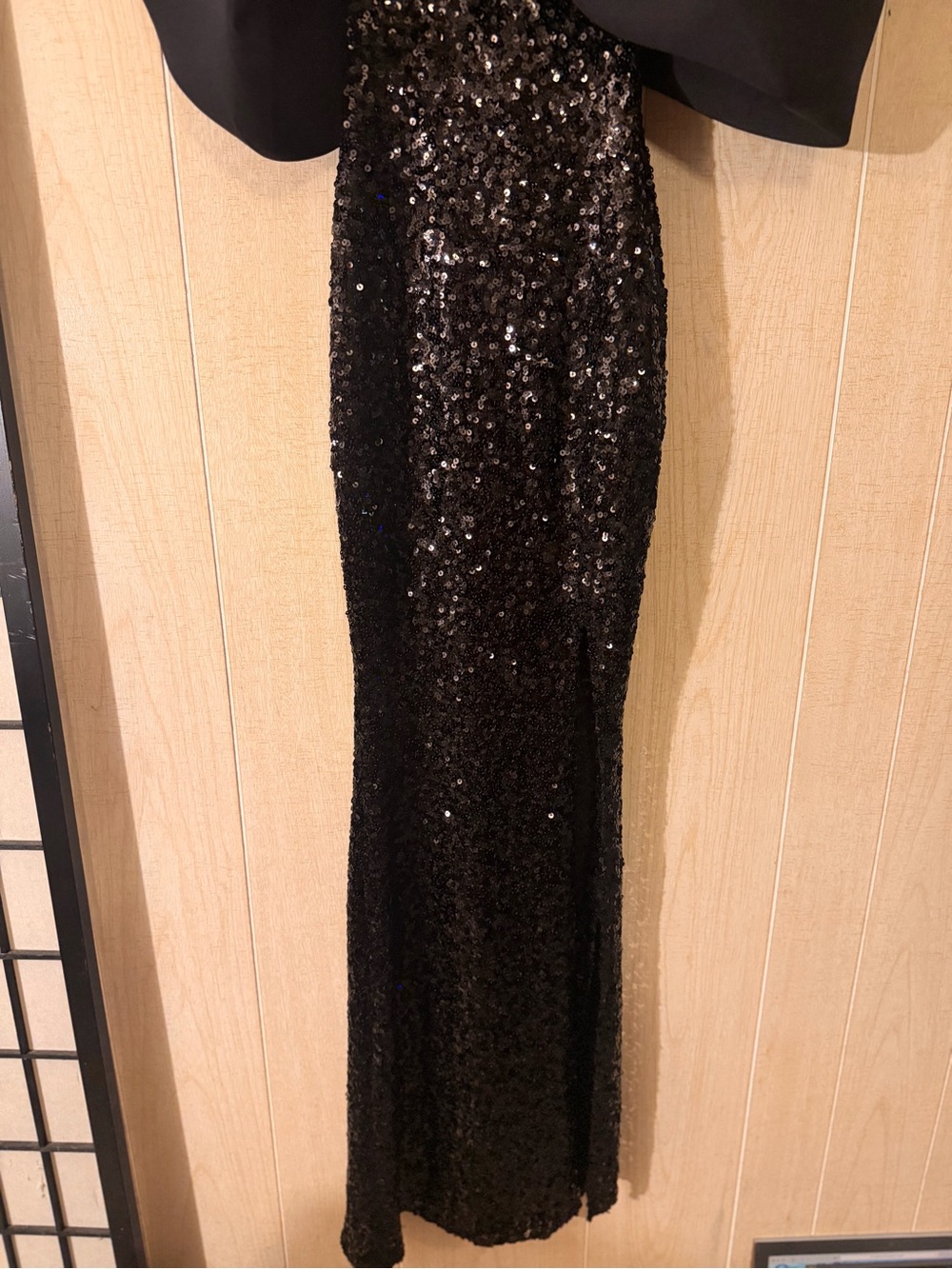 ASOS Black Sequin Strapless Gown with Oversized Bow - Picture 5 of 9